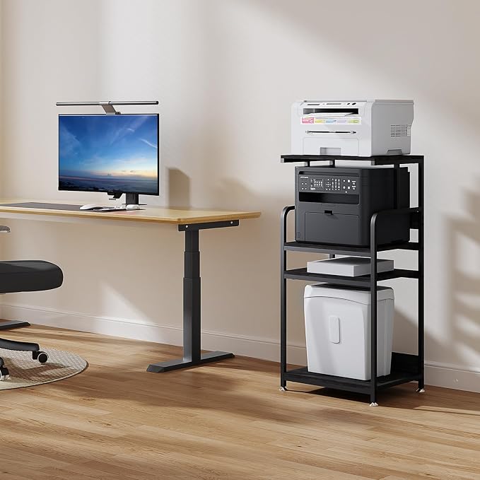 4 Tier Printer Stand with Storage Shelf, Large Tall Printer Table - Image 6
