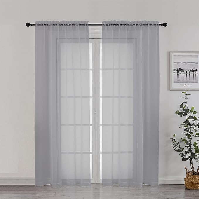 Chyhomenyc Sheer Window Curtains 72 inch Length 2 PCS- Rod Pocket Living Room by Chyhomenyc