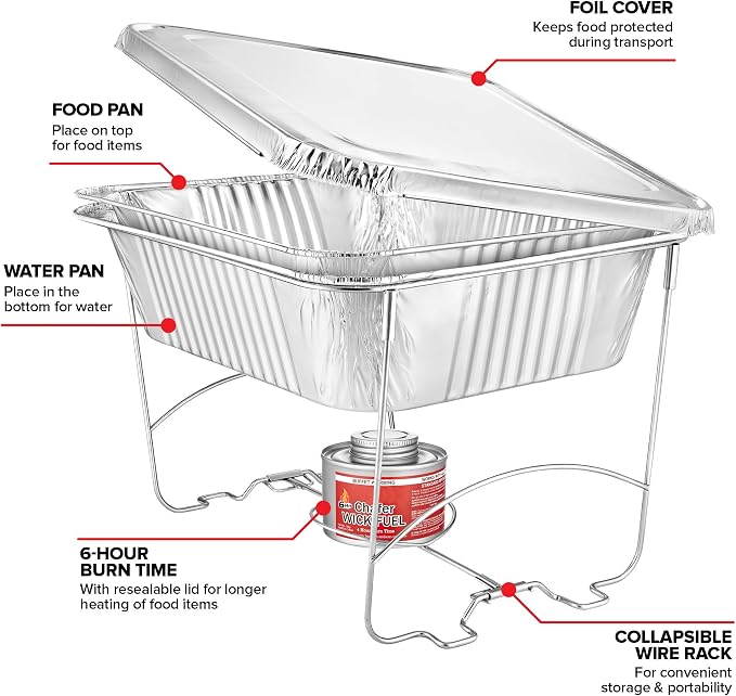 Complete Chafing Dish Buffet Set Disposable Catering Supplies- Includes Serving - Image 3