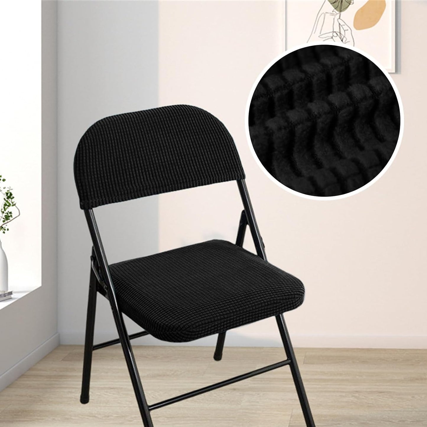 LYSINK 2Pcs Universal Chair Covers Waterproof Stretchable Office Chair Cover Washable Computer Chair Slipcover for Desk Chairs Dining Chair Seat Cushion Protectors (Black, One Size)