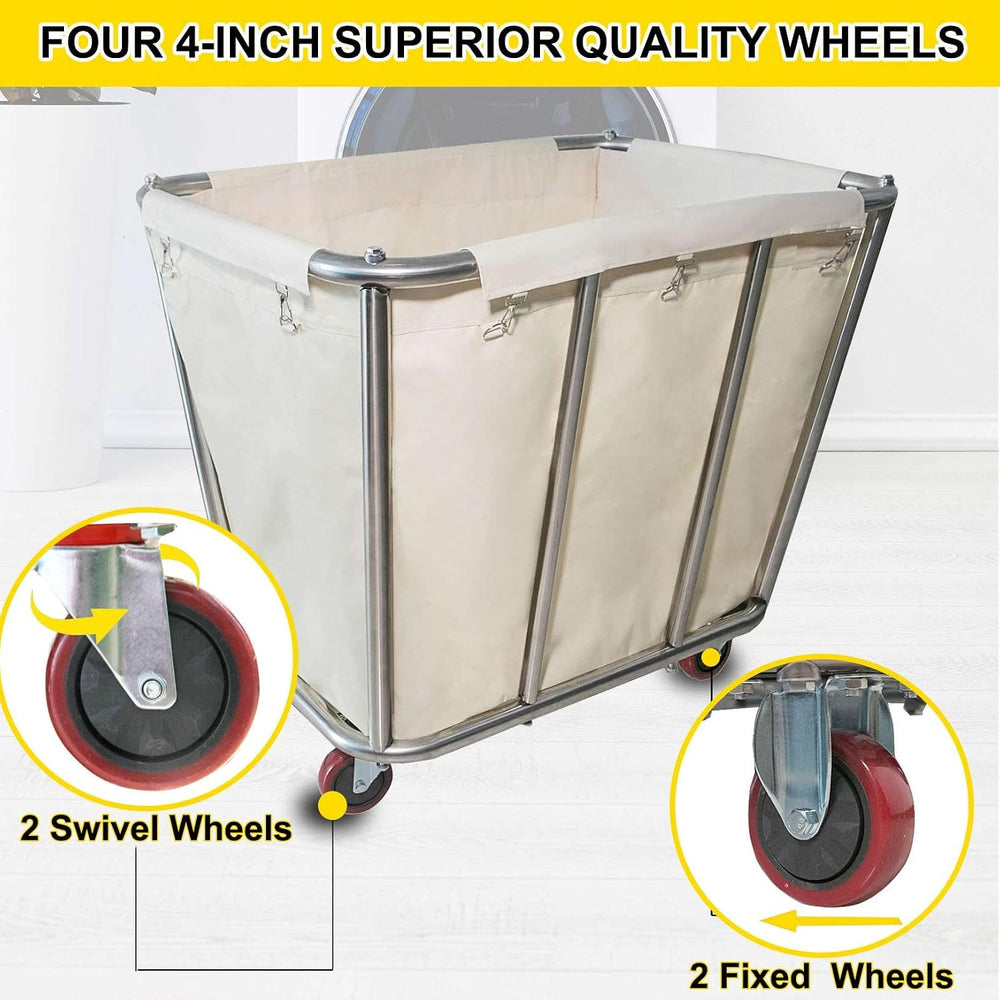 350L Laundry Cart with Wheels,Rolling Commercial Large Laundry Basket