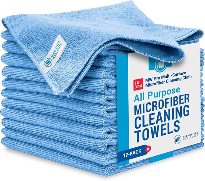 MW Pro Multi-Surface Microfiber Towel – 12 Pack | Premium Cleaning Cloth | Clean by MicrofiberWholesale