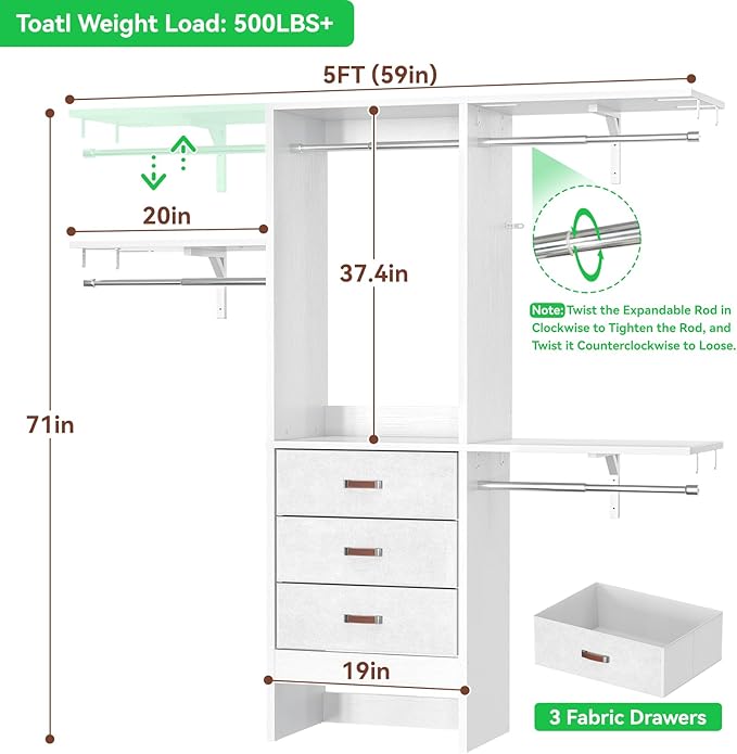 Armocity 5FT Small Closet System - Image 7