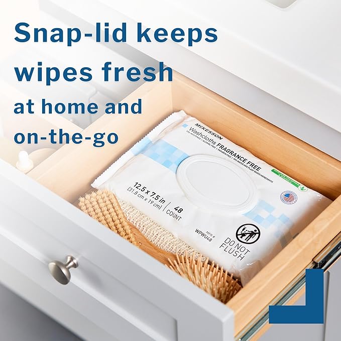 McKesson Washcloth Wipes for Adults, Unscented Disposable Wash Cloths for Body - Image 3