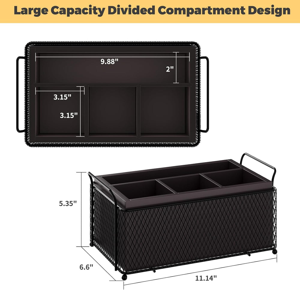 Silverware Caddy for Party,Bamboo Utensil Holder for Countertop