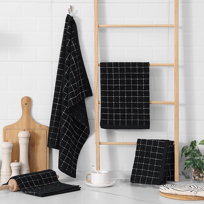 Homaxy 100% Cotton Terry Kitchen Towels, Checkered Designed, Soft and Super - Image 6