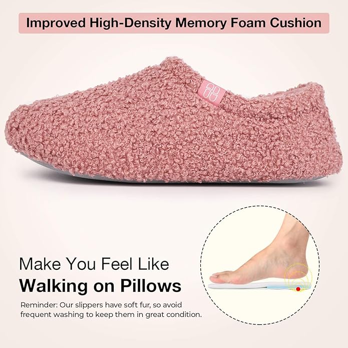 HomeTop Women's Fuzzy Curly Fur Memory Foam Loafer Slippers - Image 4