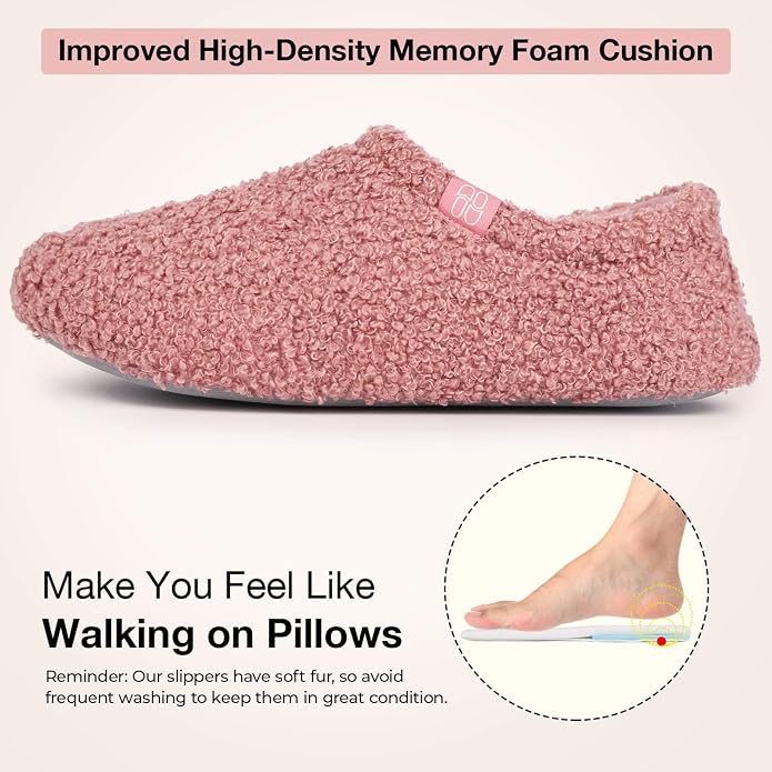 HomeTop Women's Fuzzy Curly Fur Memory Foam Loafer Slippers - Image 4