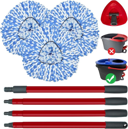Spin Mop Replace Head, Mop Handle and Base Compatible by DLAIMI