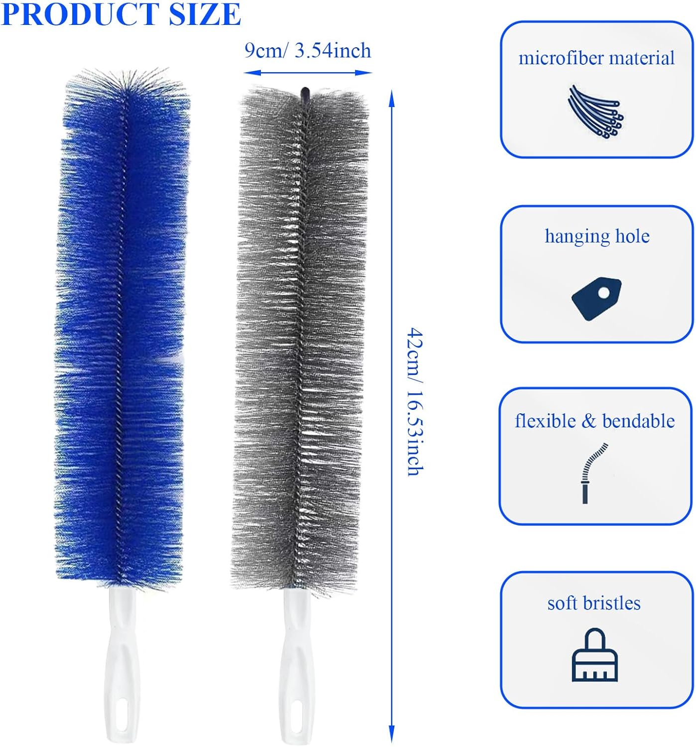 Qancesd 2 Pack Cobweb Dusters, Bendable Fan Cleaning Brush, Flexible Ceiling Fan Cleaner, Dusting Brush for Air Conditioning Shutters