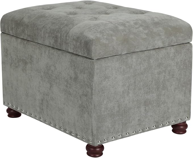 Joveco Storage Ottoman Foot Rest Stool, Light Grey by Joveco