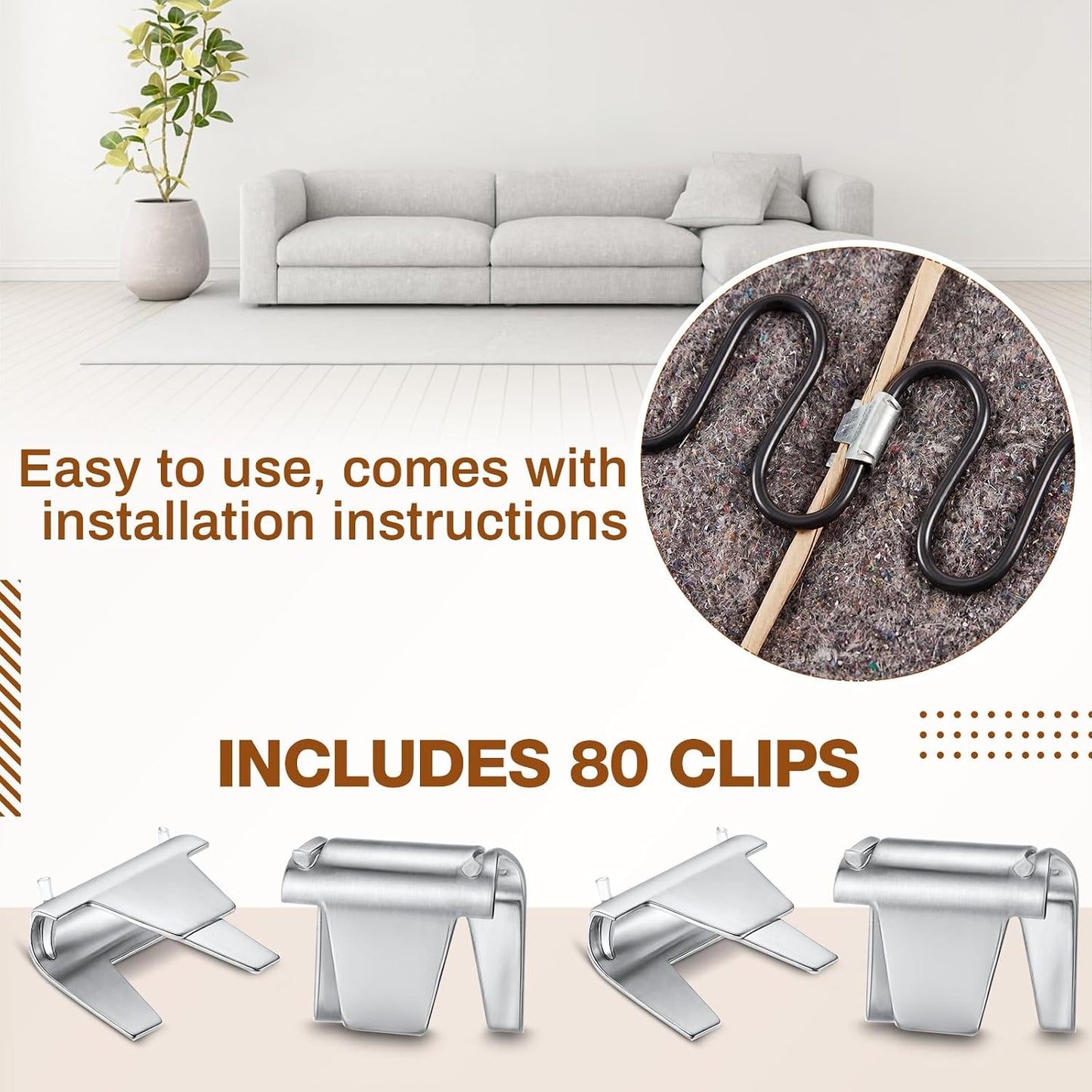 MorningRo Upholstery Spring Repair Kit for Sofa Furniture Include 24" x 6 ft Upholstery Spring Cover Pad and 40 ft Paper Wrapped Wire 9 Gauge with 80 Clips for Sofa Chair Loveseat