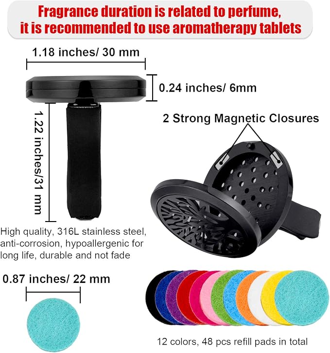 2 Pieces 316L Stainless Steel Car Aromatherapy Essential Oil Diffuser Air - Image 2