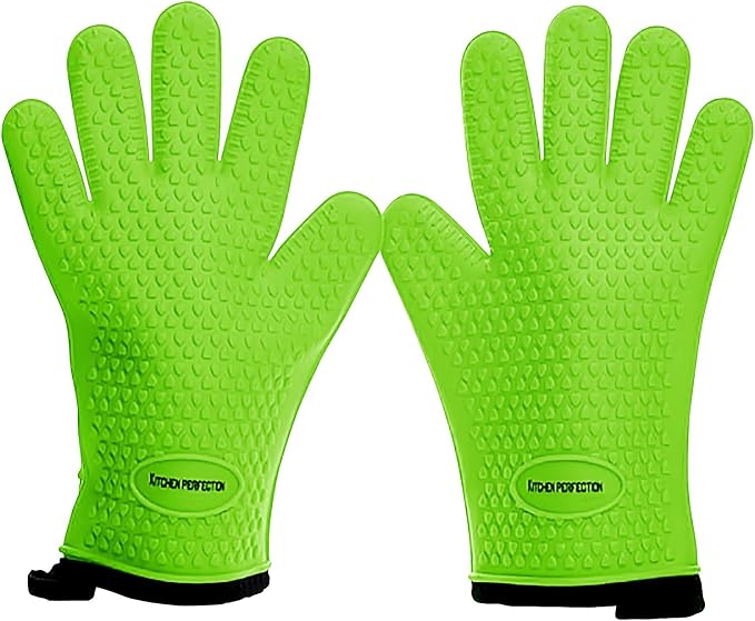 KITCHEN PERFECTION Silicone Smoker Oven Gloves -Extreme Heat Resistant BBQ by Kitchenperfection