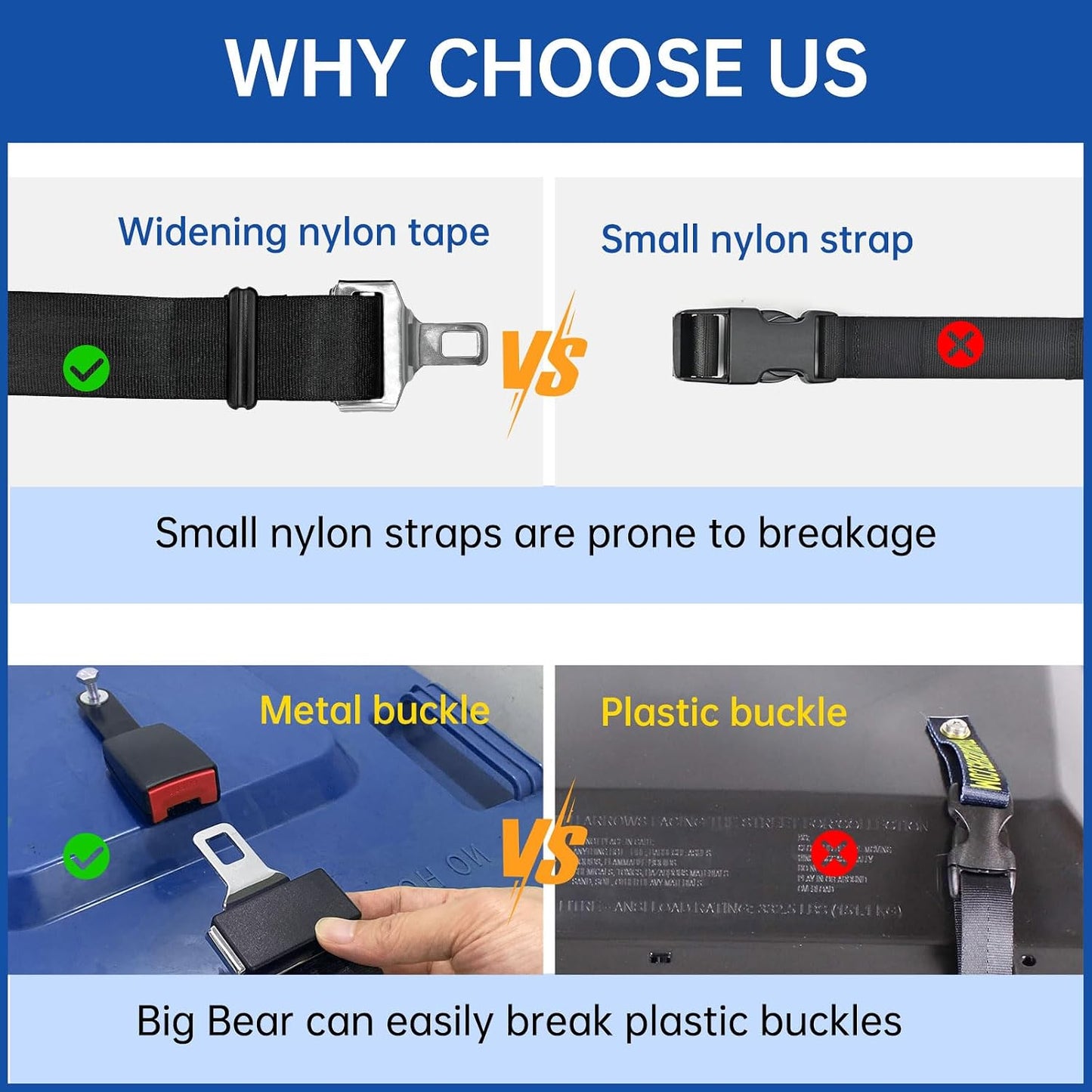 Bear Proof Trash Can Lid Lock, Raccoon Proof Garbage Can Strap (Metal Enhanced Version)