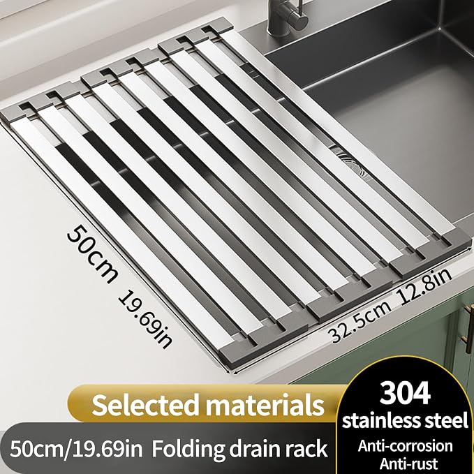 Foldable Dish Drying Rack, Over The Sink Dish Drying Rack ，Dish Drying mat，Dish - Image 2