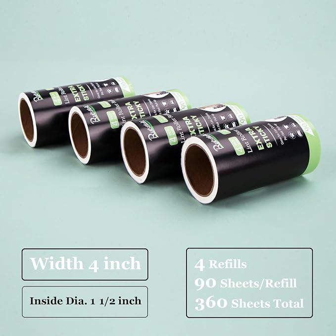 4 inch Lint Roller Refills for Amazon IKEA Evercare and Others, Extra Sticky - Image 3