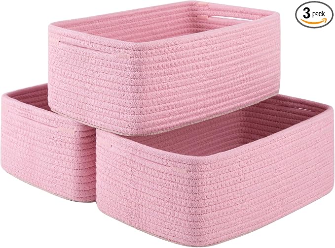 3 Pack Small Storage Baskets for Organizing, Cute Woven Decorative Gift Baskets by OIASKET