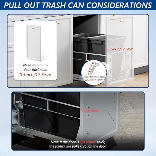 Insputer Double 40QT Pull Out Trash Can Under Cabinet, Heavy Duty Under Sink - Image 7