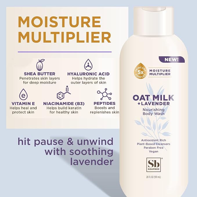 Soapbox Body Wash, Oat Milk + Lavender Body Wash, Vegan & Moisturizing - Image 2