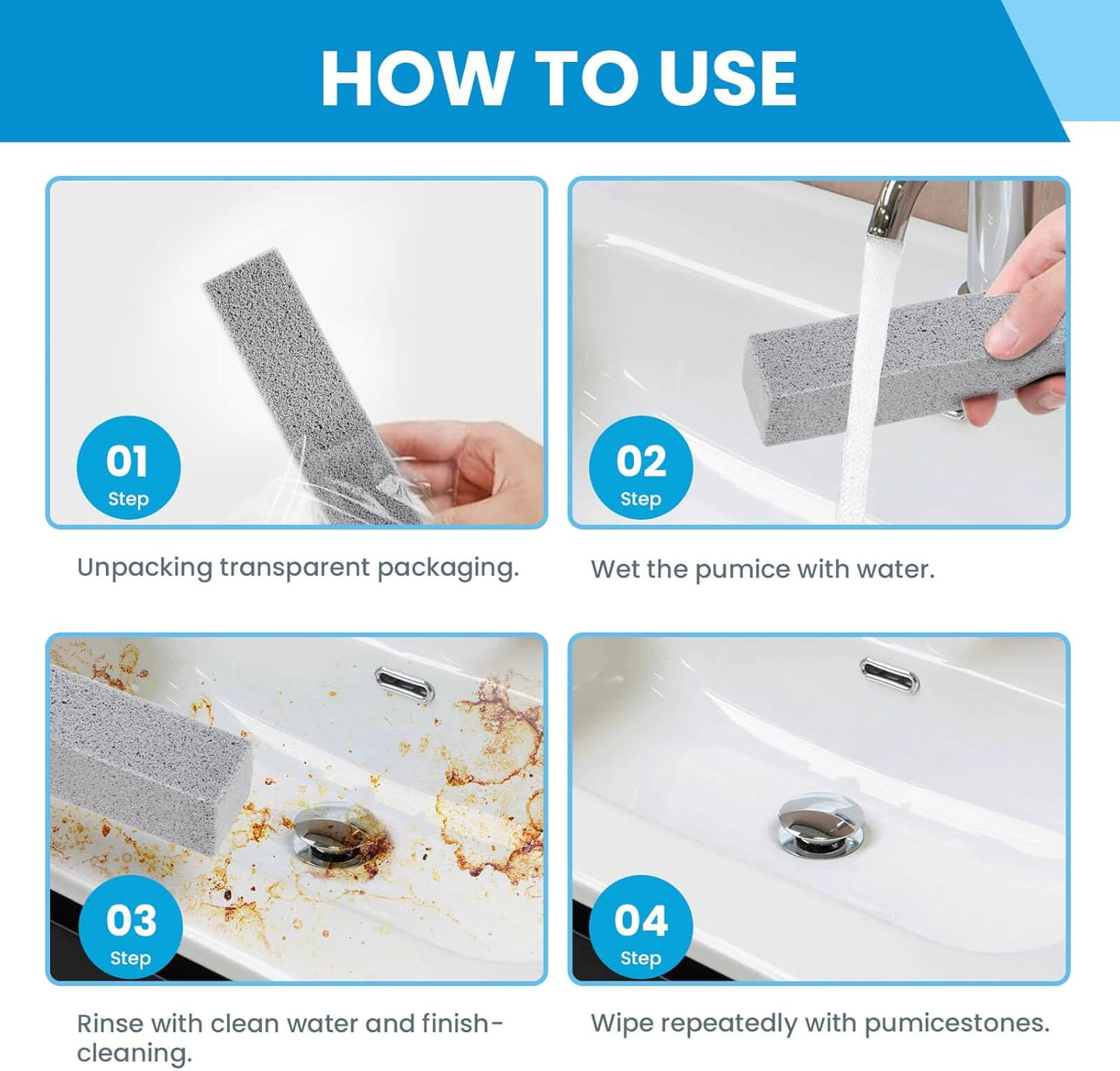 Riuja 14 Pack Pumice Stone Toilet Bowl Cleaner, Pumice Stone for Cleaning | Pumice Scouring Stick Removes Limescale, Hard Water Stains & Rust from Toilets, Tubs, Grills, Pools and More