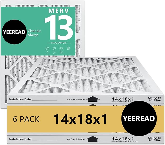 14x18x1 MERV 13 Air Filters, Actual Size: 13.7" x 17.7" x 0.75", Pleated Design by Unknown