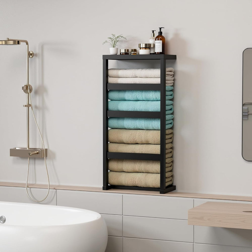 Bamboo Wall Blanket Ladder, 4-Tier Towel Racks, Bamboo Bath Towel Racks for B...