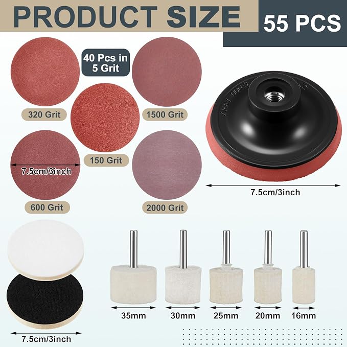 55 Pcs Glass Polishing Kit Windshield Scratch Repair Kit Car Windscreen Glass - Image 2