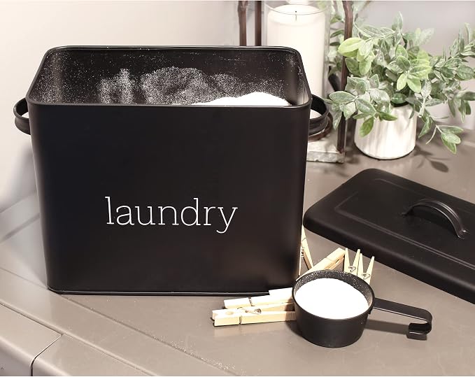 AuldHome Design Enamelware Laundry Powder Container, Enamelware Detergent Bin - Image 4