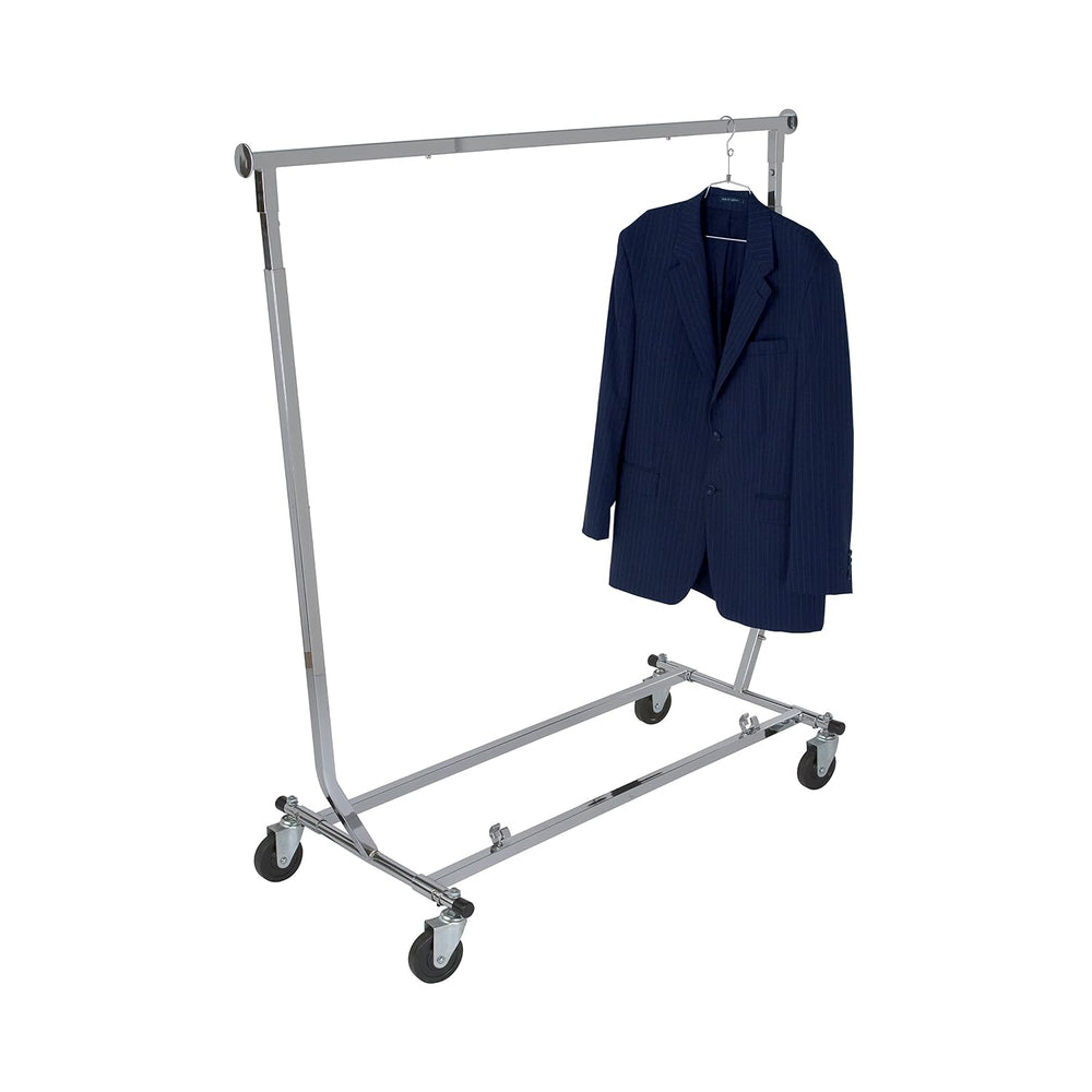Econoco Collapsible Rolling Clothes Rack, Commercial Grade, Chrome, 48in W