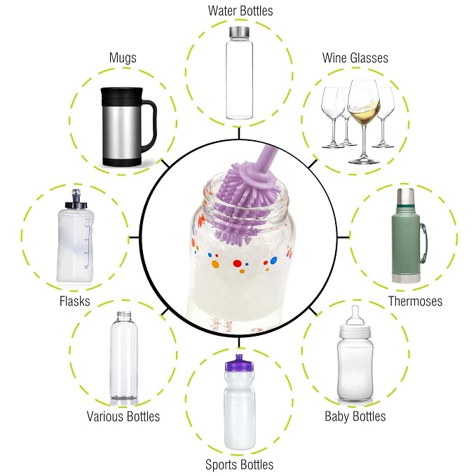 A-Brush Silicone Bottle Cleaner Brush, 3 Piece Set, Long Handle - Image 4