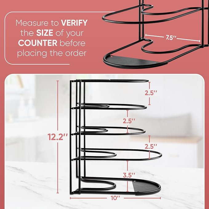 Heavy-Duty Pots and Pans Organizer | 5-Tier Cookware & Lid Storage Rack | - Image 2