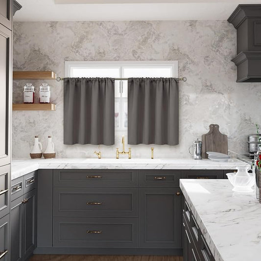 BGment Grey Blackout Curtains 36 Inches Length - Image 2