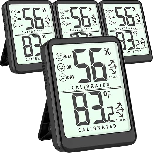 4-Pack Room Thermometer Indoor Hygrometer, Small Digital Temperature and by Azosowo