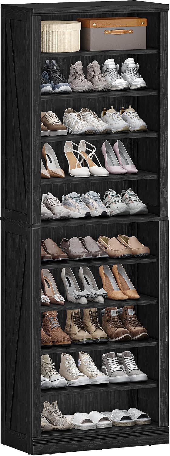 Hzuaneri Shoe Storage Cabinet,10 Tiers Farmhouse Tall Shoe Cubby Organizer