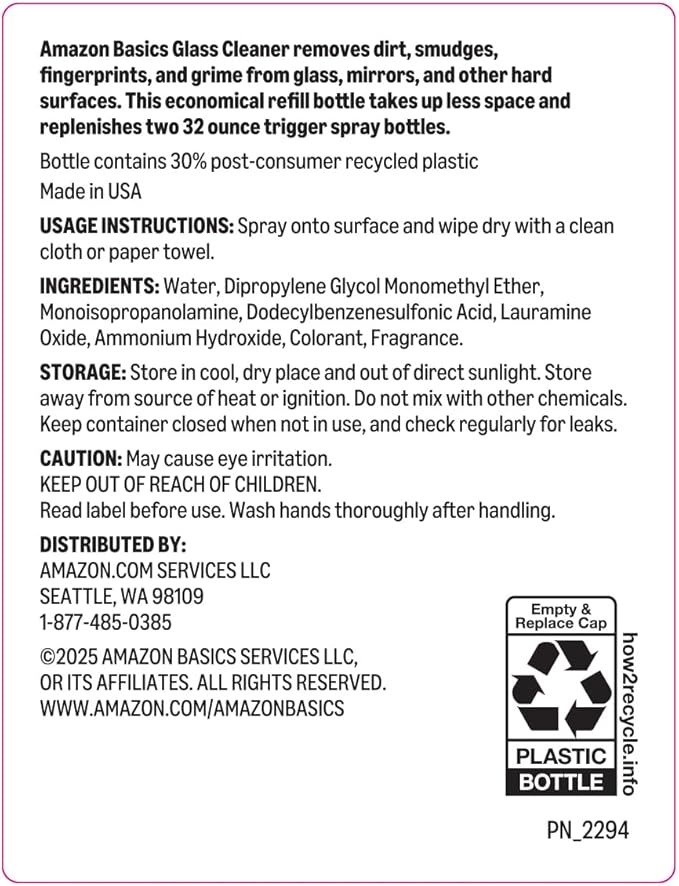 Amazon Basics Glass Cleaner Refill 67.6 Fl Oz - Image 2