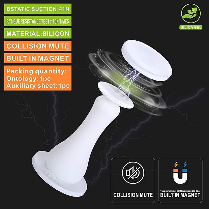 Magnetic Door Stopper Self Adhesive, Silicone Door Stop Holder Wall Mount - Image 2