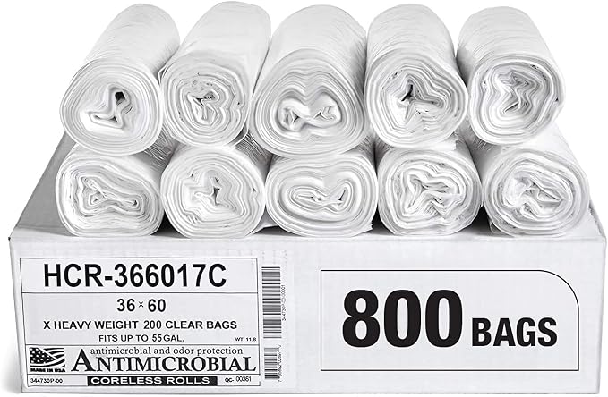 Aluf Plastics High Density Trash Bags, 55 Gallon, 17 Micron, by AlufPlastics