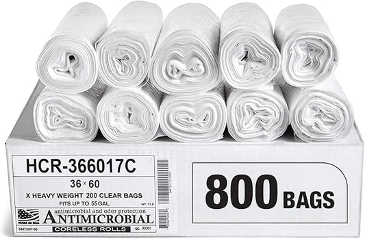 Aluf Plastics High Density Trash Bags, 55 Gallon, 17 Micron, by AlufPlastics