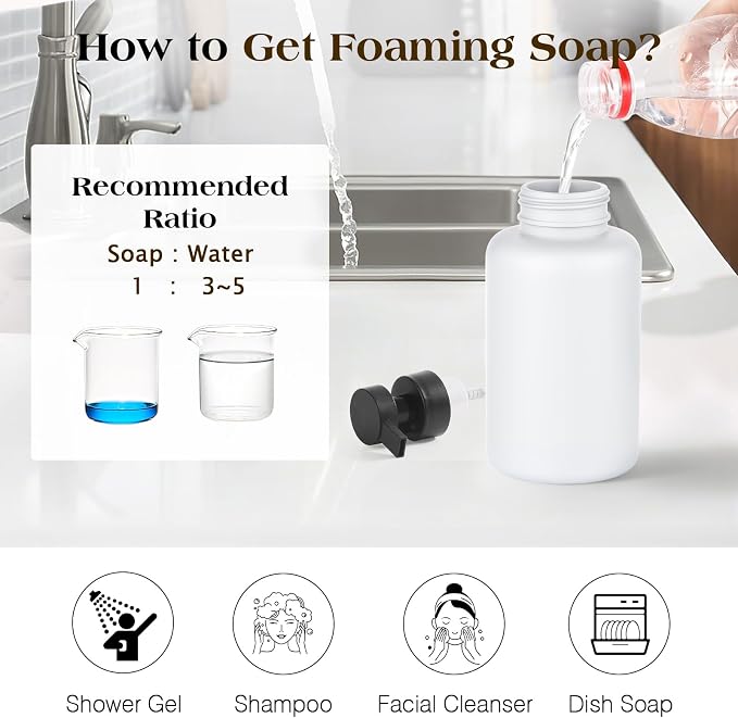 Luxspire Foaming Soap Dispenser, Glass Foam Pump Soap Dispenser, Non-Slip Hand - Image 6