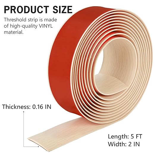 5Ft Floor Transition Strip Self Adhesive Vinyl Cover Floor Strip Flat Divider - Image 2