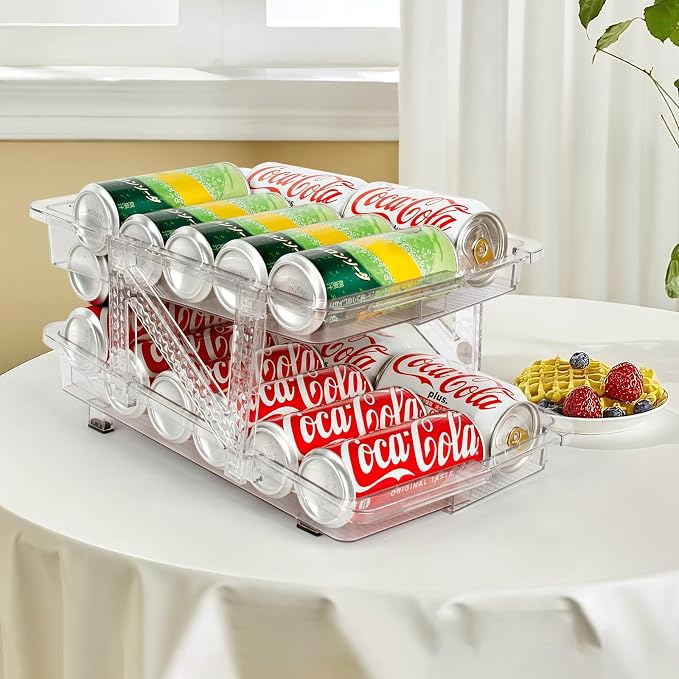 2 Pack Drink Organizer for Refrigerator, Soda Can Dispenser, Adjustable Width - Image 6