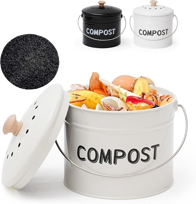 Compost Bin for Kitchen Counter, 1 Gallon Compost Bucket by CANDCO