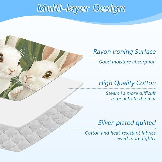 Green Easter Bunny Daisy 01 Ironing Mat - Image 4