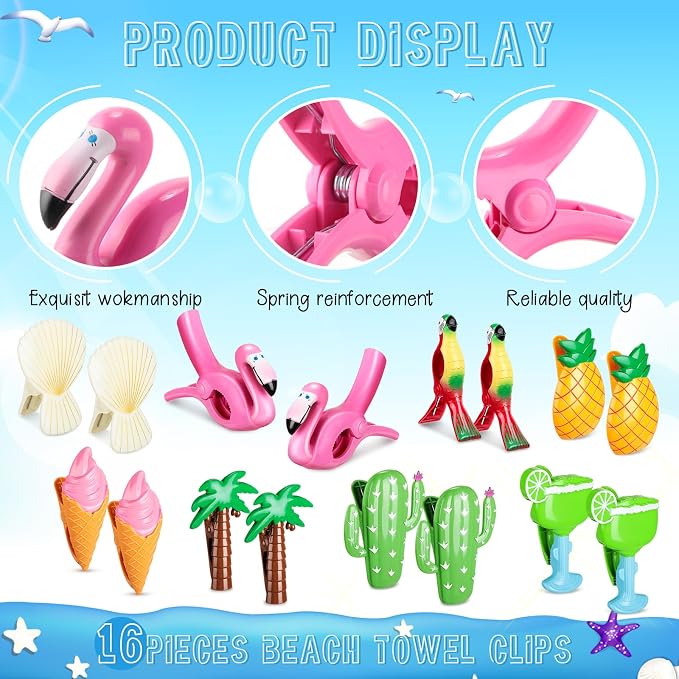 Rtteri 16 Pcs Beach Towel Clips - Image 3