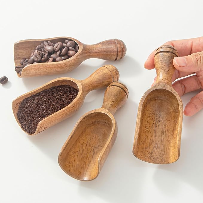 Wooden Scoops for Canisters 4PCS Wooden Scoop for Jars 4.9″Med-size Acacia by Unknown