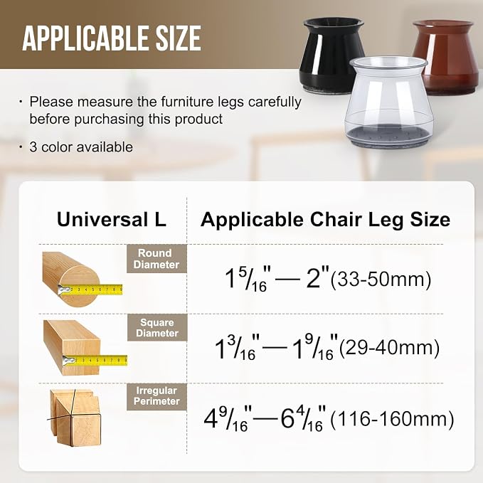 BUMACO Chair Leg Floor Protectors Chair Leg Protectors - Image 2