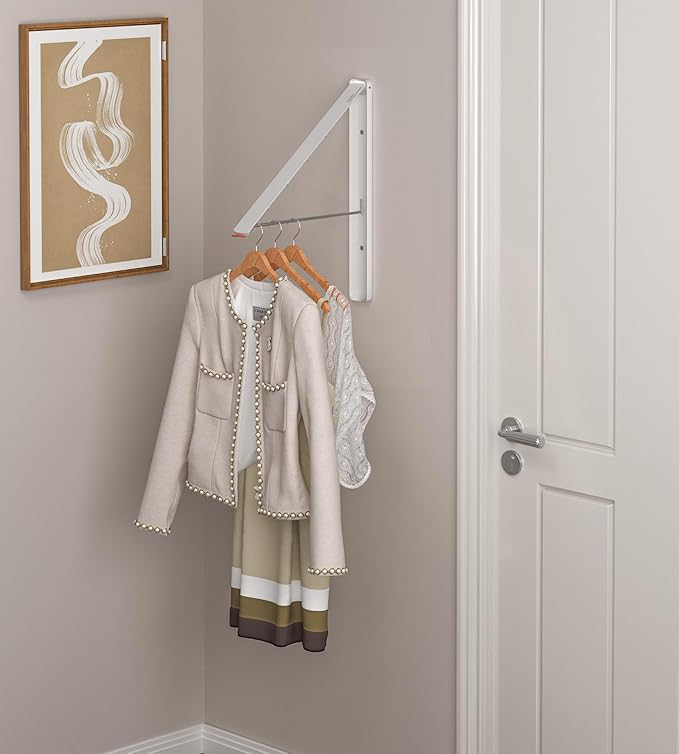 Dr.DJ Clothes Drying Rack with Rod, Wall-Mounted Retractable & Foldable Clothes - Image 6