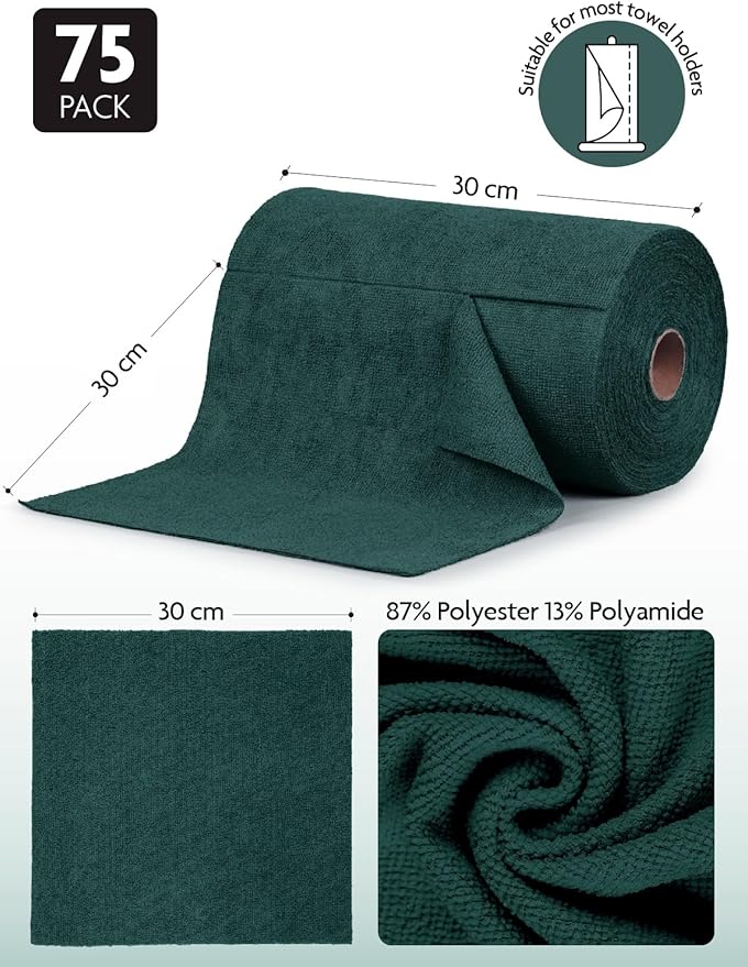 Fantasticlean Microfiber Cleaning Cloth Roll -75 Pack, Tear Away Microfiber - Image 6