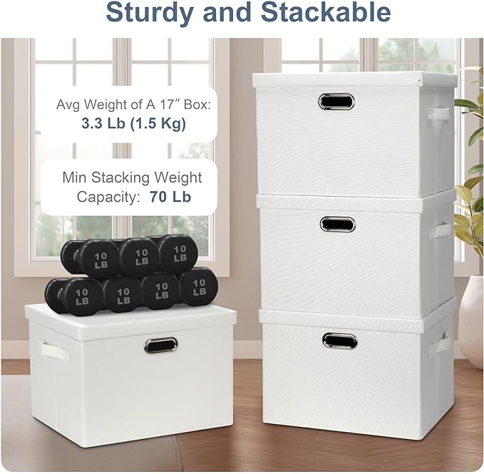 Large 17" 36 Quart Collapsible Stackable Storage Bins - Image 4